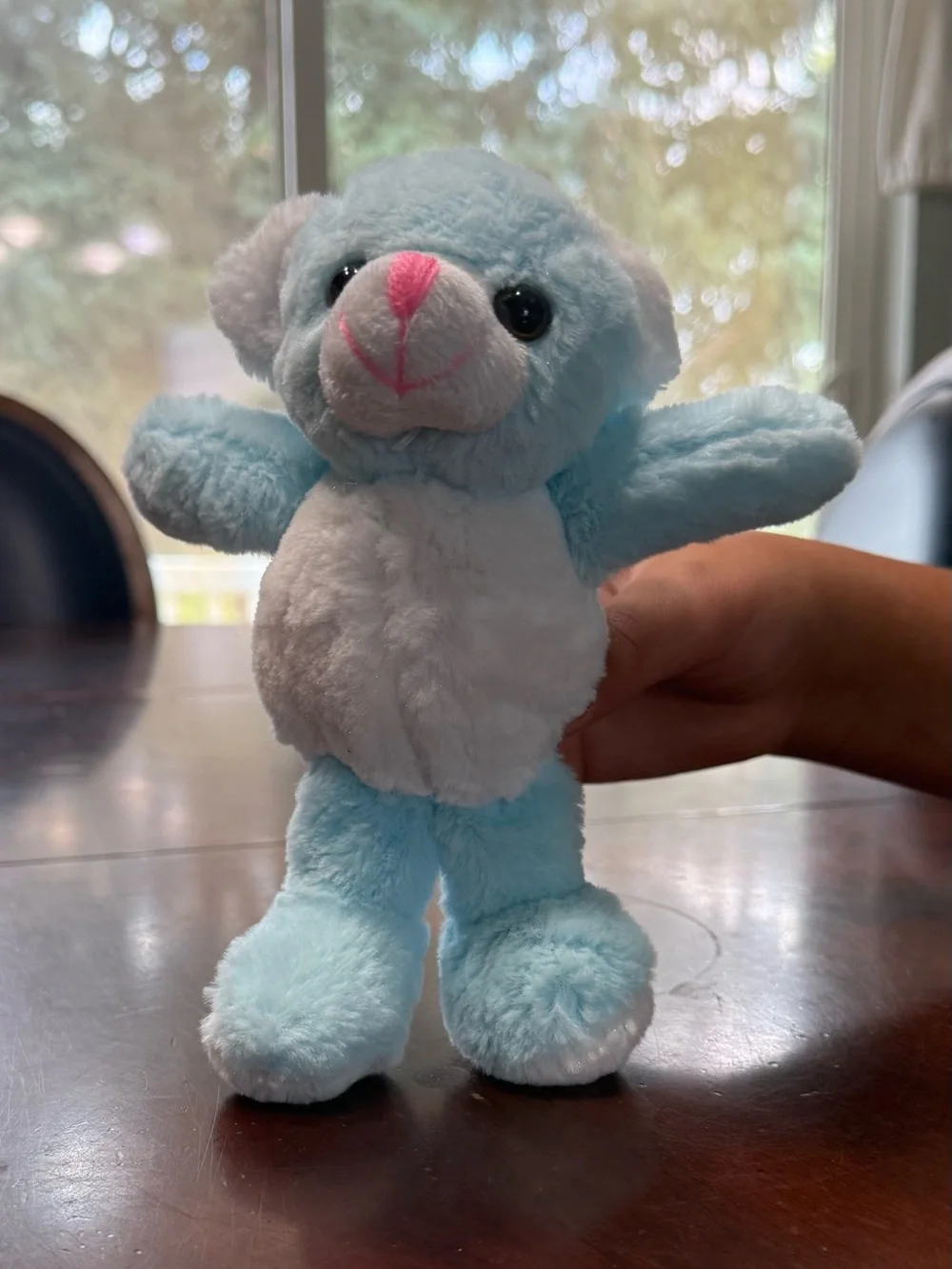 Blue and White Plush Teddy Bear - Soft Small Stuffed Animal
